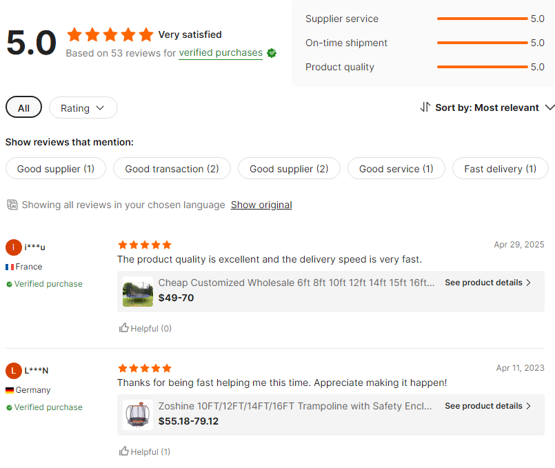 Avis sur la boutique