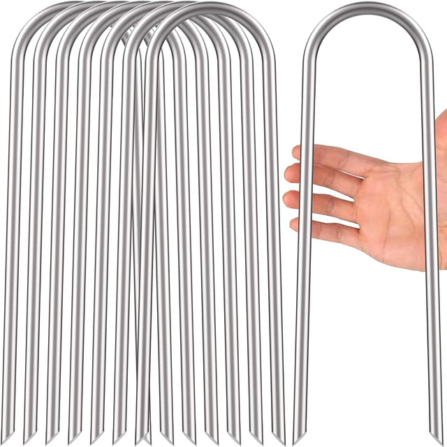 Piquets d'ancrage au sol en acier galvanis&eacute; en forme de U pour fixation coupe-vent du trampoline