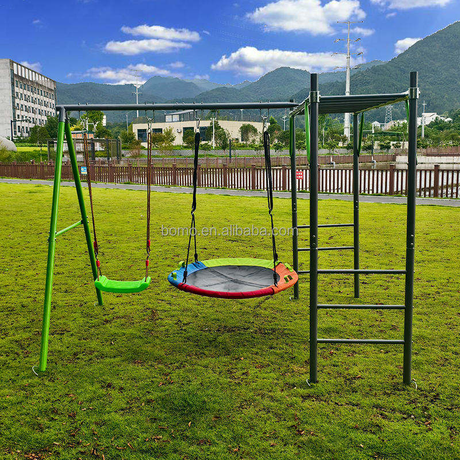 Ensemble de jeu ext&eacute;rieur avec barre de singe, balan&ccedil;oire simple et balan&ccedil;oire double en tissu