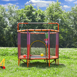 Trampoline ovale durable pour enfants avec filet de s&eacute;curit&eacute;
