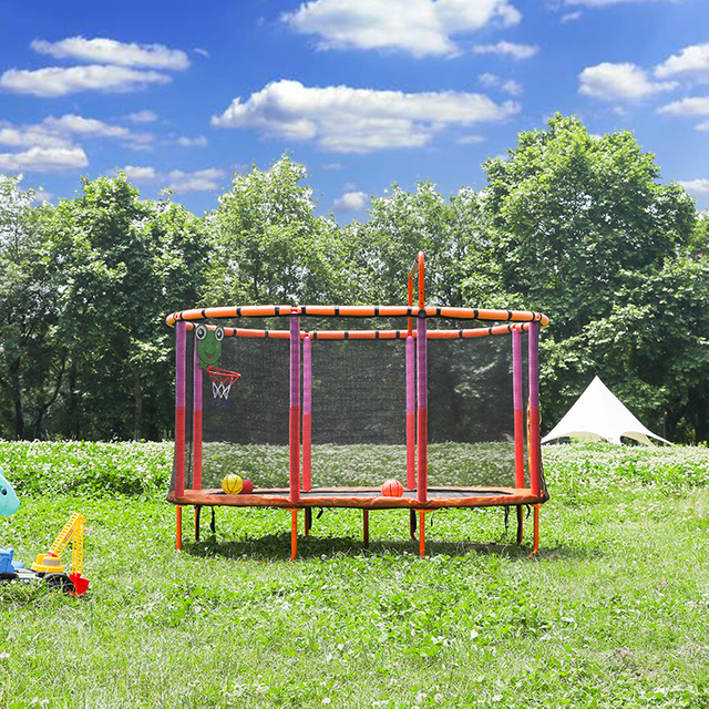 Trampoline ovale durable pour enfants avec filet de s&eacute;curit&eacute;