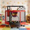 Trampoline pour enfants 3 en 1 de 55 pouces avec balan&ccedil;oire pour sac de boxe