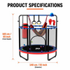 Trampoline pour enfants 5 en 1 de 55 pouces avec anneaux de balan&ccedil;oire pour sac de boxe
