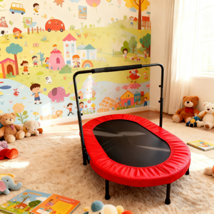 Trampoline ovale Twins de 56 pouces pliable avec poign&eacute;e int&eacute;rieure