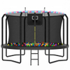Trampoline ext&eacute;rieur de luxe en forme de 7 avec panier de basket-ball &agrave; lumi&egrave;res LED