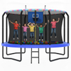Trampoline ext&eacute;rieur de luxe en forme de 7 avec panier de basket-ball &agrave; lumi&egrave;res LED
