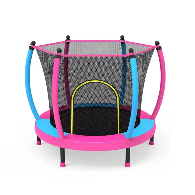 Trampoline pour enfants de 55 pouces avec filet de s&eacute;curit&eacute; int&eacute;rieur et ext&eacute;rieur