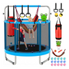 Trampoline pour enfants 6 en 1 de 55 pouces avec sac de boxe pour panier de basket-ball