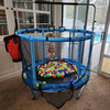 Trampoline pour enfants 3 en 1 de 55 pouces avec balan&ccedil;oire pour sac de boxe