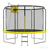 Trampoline ext&eacute;rieur de luxe en forme de 7 avec panier de basket-ball &agrave; lumi&egrave;res LED